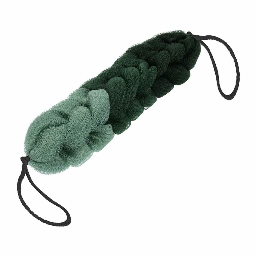 фото Мочалка-косичка "Гигант", градиент, зеленая, 120 г, 35х7х6,5 см, для бани и сауны, "Банные штучки"