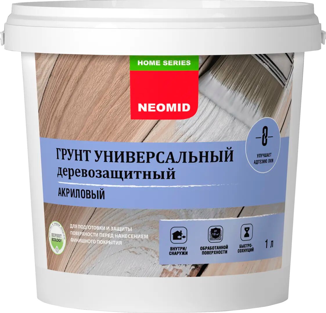фото Грунтовка по дереву Neomid антисептическая акриловая бесцветная 1 л