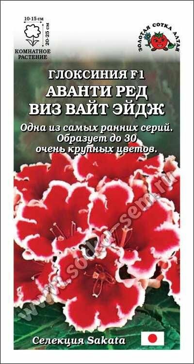 Семена Глоксиния Аванти Ред виз Вайт Эйдж F1 5шт. (Золотая сотка Алтая)