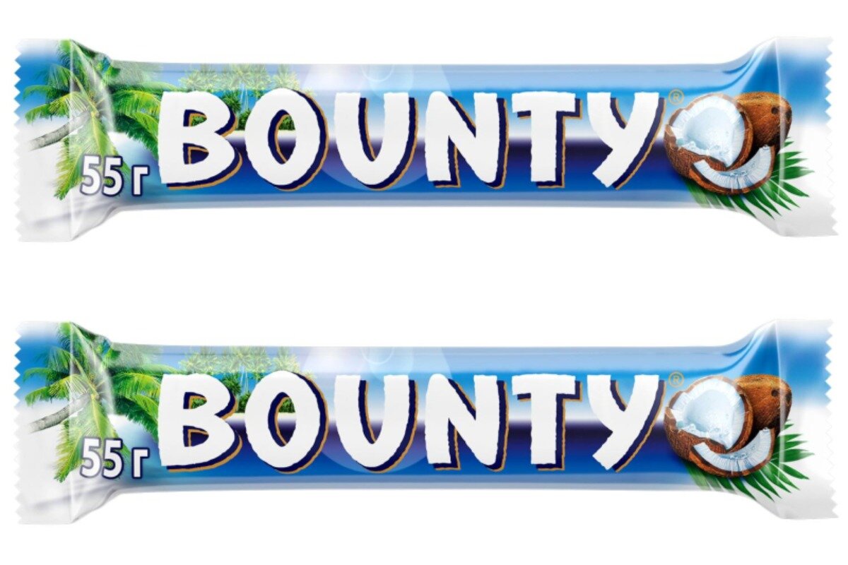 Шоколадный батончик Bounty, 55 гр, 2 шт