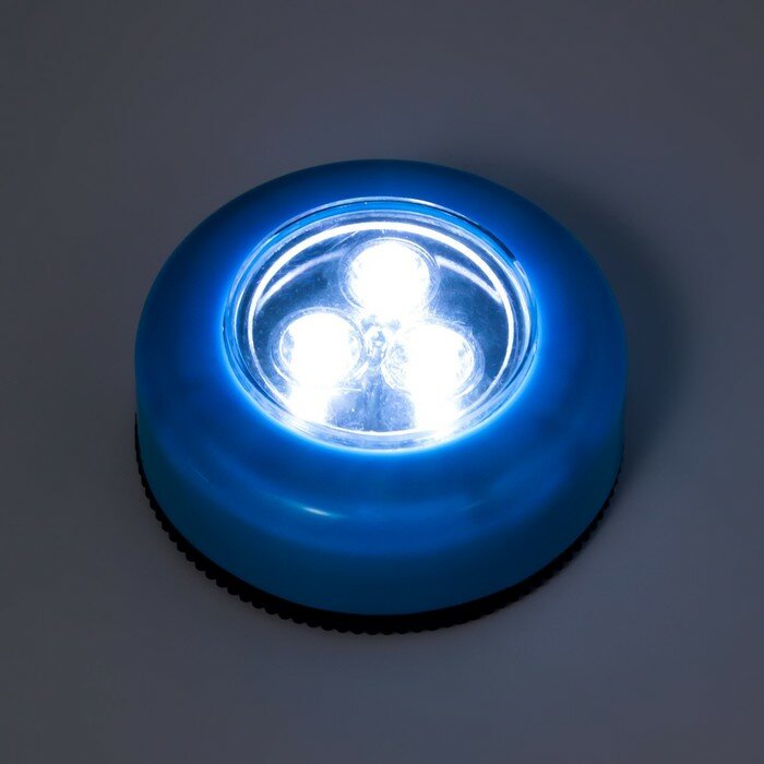 Ночник-пушлайт "Круг" 3 диода, 3ААА голубой 2,5х6,5х6,5 см - фотография № 4