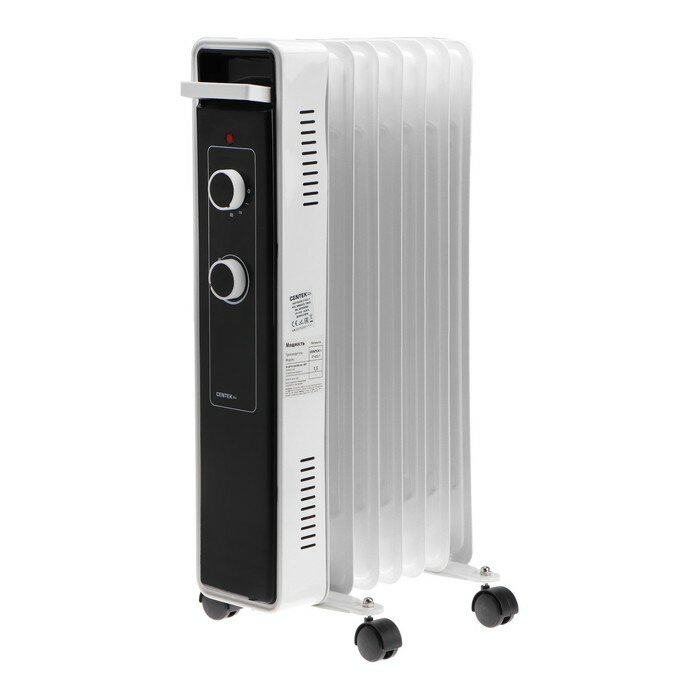 фото Обогреватель Centek CT-6222-7, масляный, напольный, 1500 Вт, 15 м², 7 секций, бело-чёрный