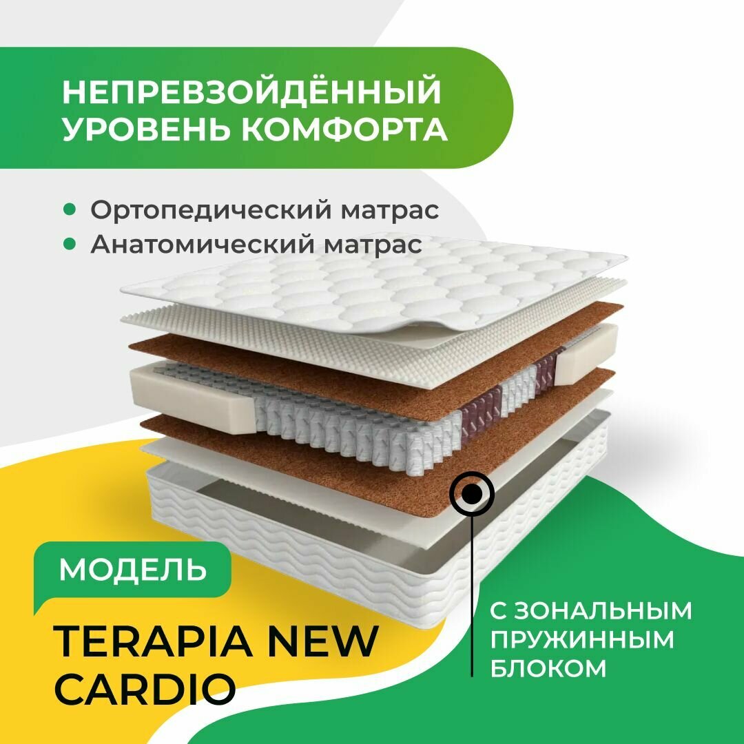 Матрас Мир Матрасов, Terapia New Cardio 80х190, двусторонний с одинаковой жесткостью, кокосовое волокно