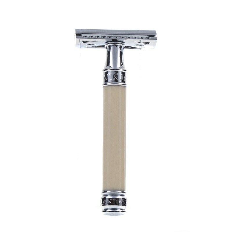 Станок слоновая кость хром Т-образный Edwin Jagger Safety Razor Imitation Ivory 1 шт