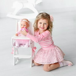 Игрушка детская: столик для кормления с мягким сидением, коллекция "Diamond princess" белый