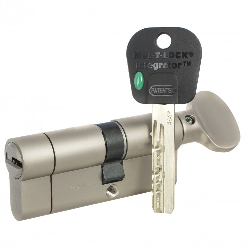 Цилиндр Mul-t-Lock Integrator B-S ключ-вертушка (размер 45х35 мм) - Никель Шестеренка