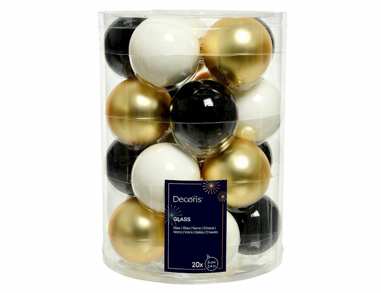 Набор стеклянных шаров Коллекция эктравагантное настроение, глянцевые, матовые и эмаль, 60 мм, 20 шт, Winter Deco 142253