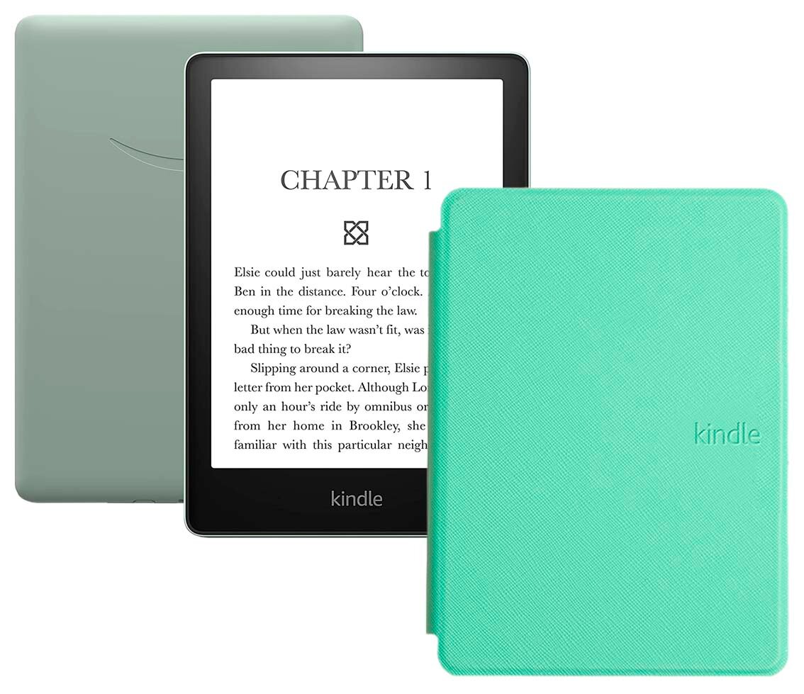 Электронная книга Amazon Kindle PaperWhite 2021 16Gb Ad-Supported Agave Green с обложкой ReaderONE PaperWhite 2021 Light Green