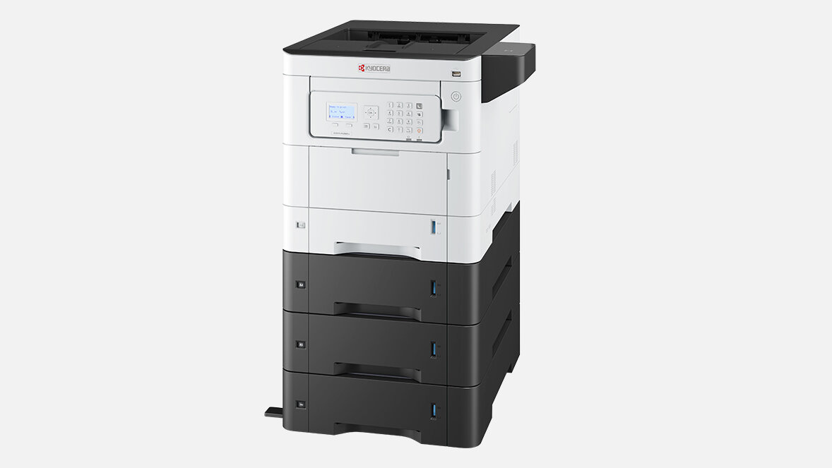 Принтер Kyocera 1102YJ3NL0 A4, цвет, 35стр/мин, 1200x1200 dpi, 1024MB, 1.2GHz, дуплекс, 600 листов, вых лоток 250 л, сетевой, USB, старт., за - фото №2