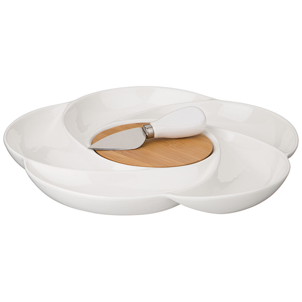 фото Lefard 587-167 менажница LEFARD NATIVE 6 секций 28*28*3 СМ, НОЖ металл. Для сыра (КОР=16ШТ.)