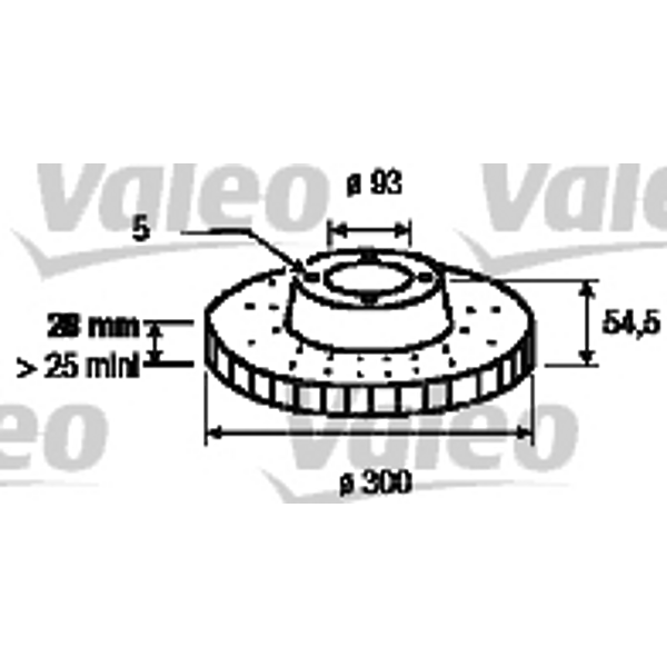 VALEO 197054 (0986479307 / 09A53110 / 1371393) диск тормозной перед (Комплект 2 штуки)