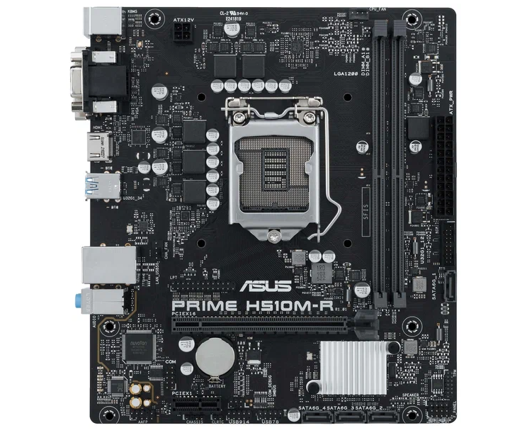 Материнская плата Asus PRIME H510M-R R2.0-SI Soc-1200 Intel H470 2xDDR4 mATX AC`97 8ch(7.1) GbLAN+VGA+HDMI White Box