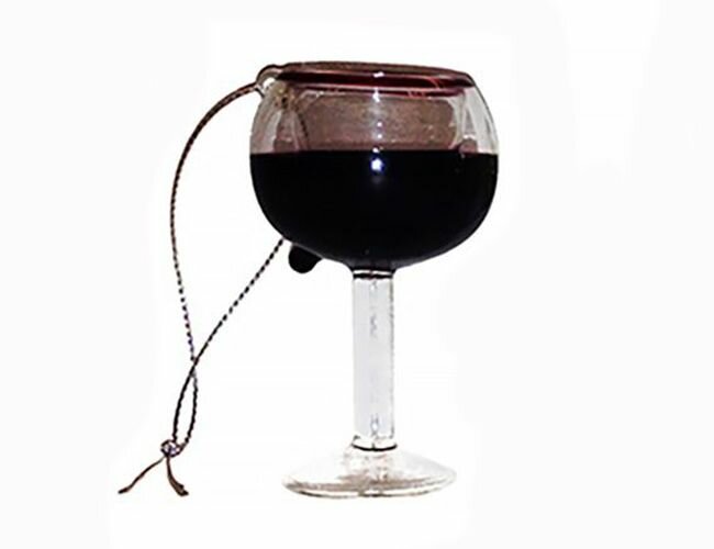Ёлочная игрушка бокал вина, стекло, 7.5 см, подвеска, Kurts Adler T0748-1