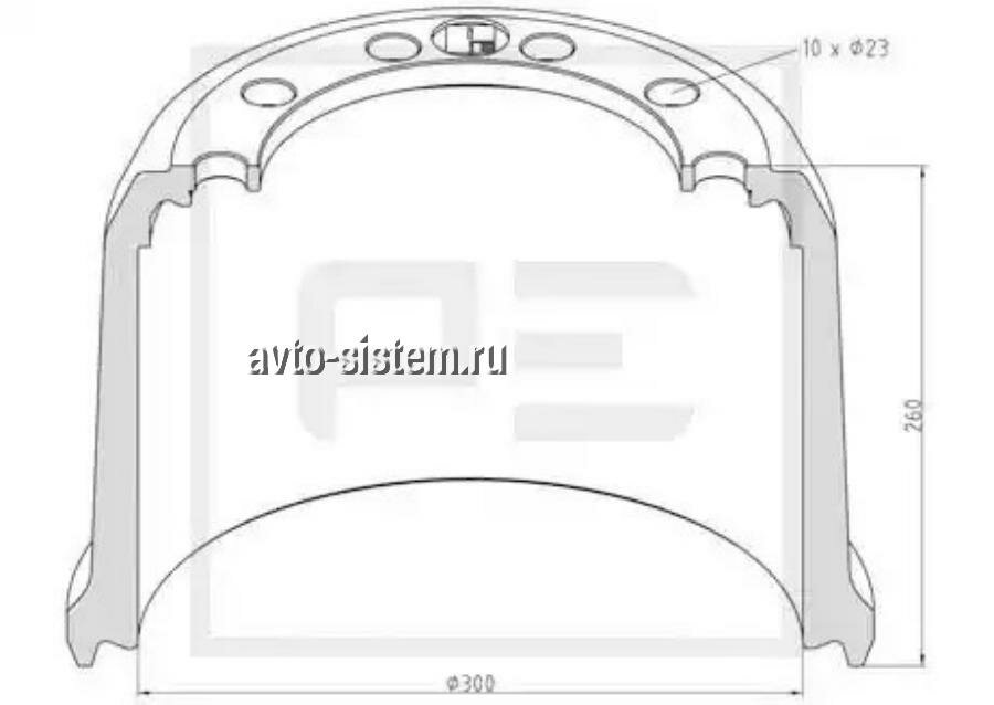PE AUTOMOTIVE 04642800A 046.428-00A_барабан тормозной !300x200/209 H=260 d=190/225 n=10x23\BPW