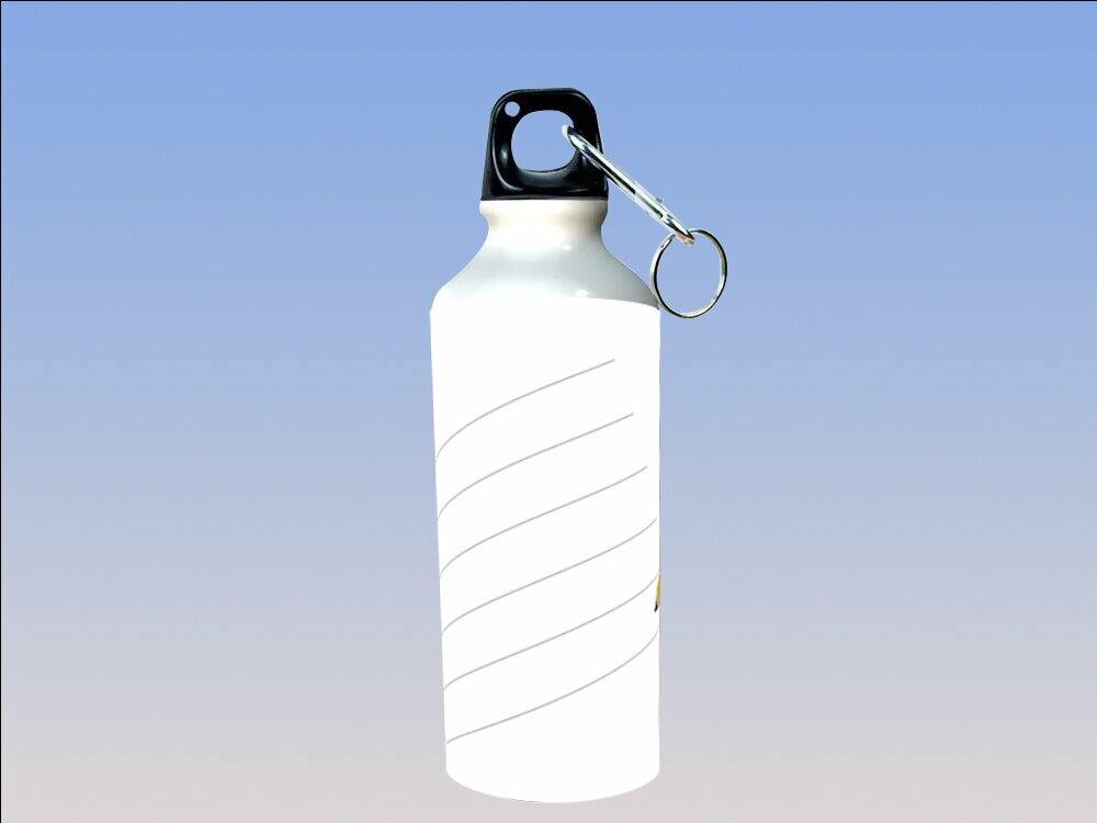 Бутылка фляга для воды "Примечание, плоский, бумага" 750 мл. с карабином и принтом