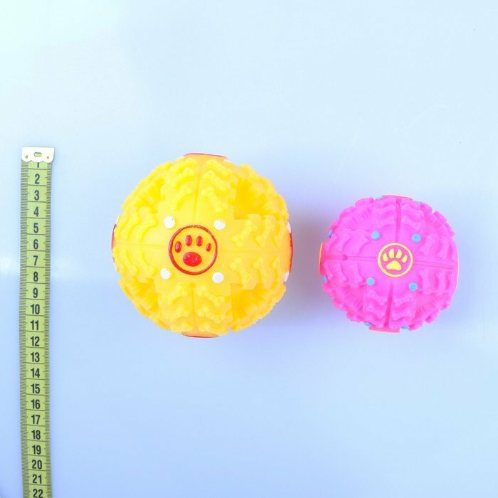 Квакающий мяч для собак, жёсткий, 7,5 см, розовый (комплект из 6 шт) - фотография № 4
