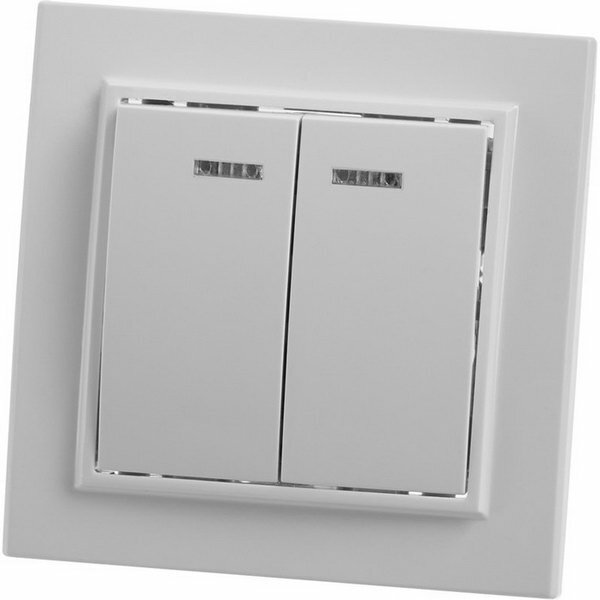 Выключатель двухклавишный с индикатором (белый) Эрна Stekker PSW10-9002-01 39042 - фото №1