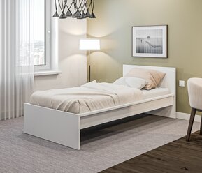 Кровать столплит Леон СБ-3366 без матраса, без ящика, белый, 90х200 см