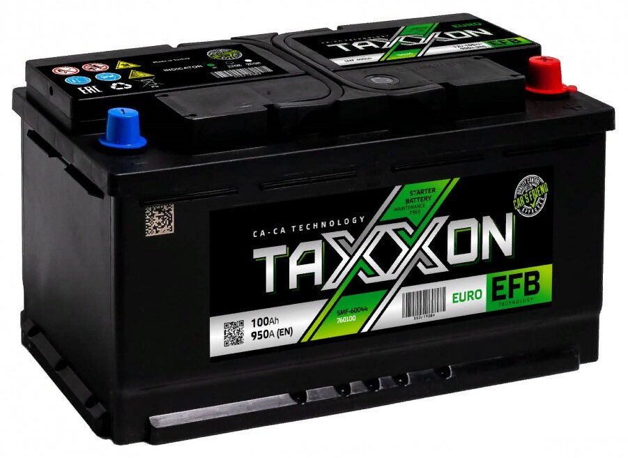Аккумулятор автомобильный Taxxon EFB 100 А/ч 950 А обр. пол. Евро авто (353x175x190) 760100 60044