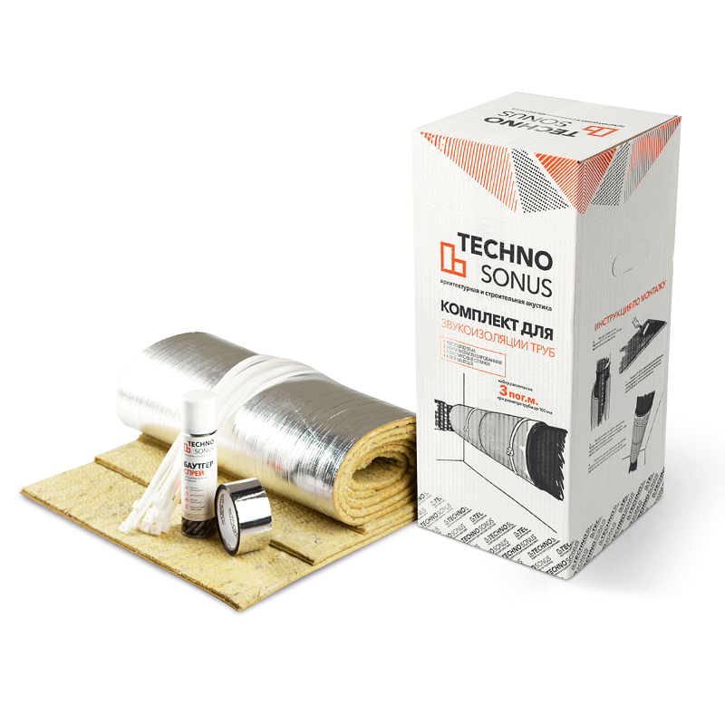 фото Комплект для звукоизоляции труб (Tecsound FT 55 AL - 3шт 1200x500) 4612754070336