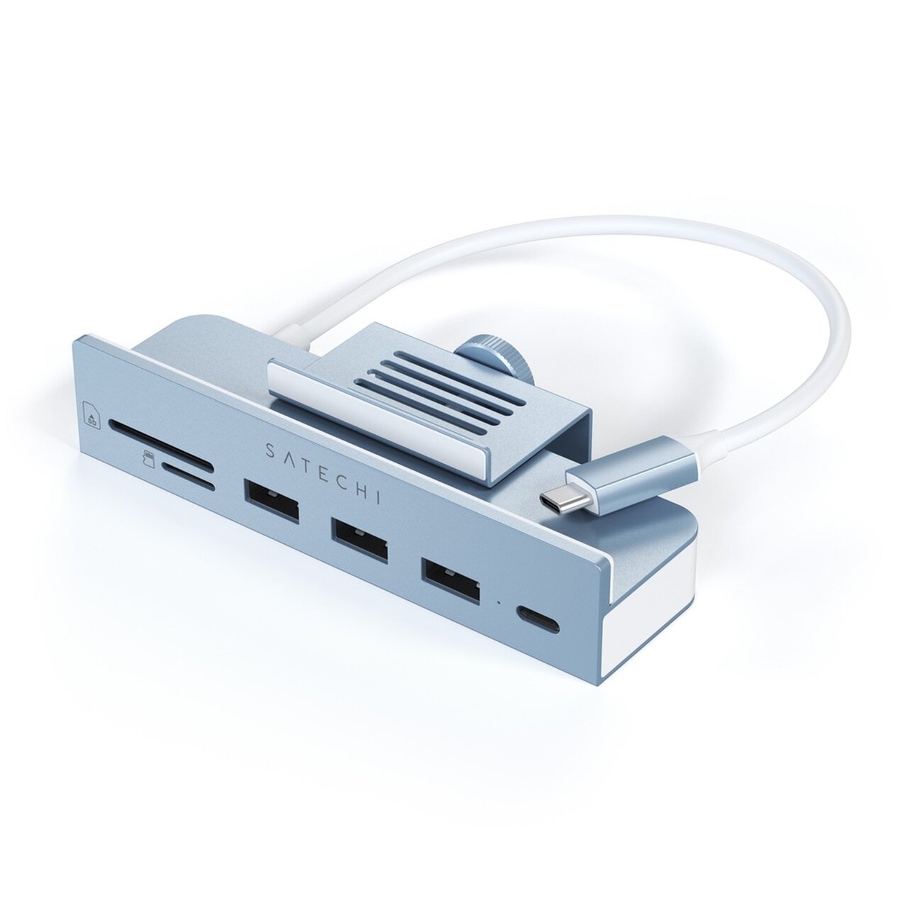 Мульти хаб Satechi USB-C Clamp Hub 1 x USB-C / 3 x USB-A / SD / microSD для iMac (2021) голубой (ST-UCICHB)