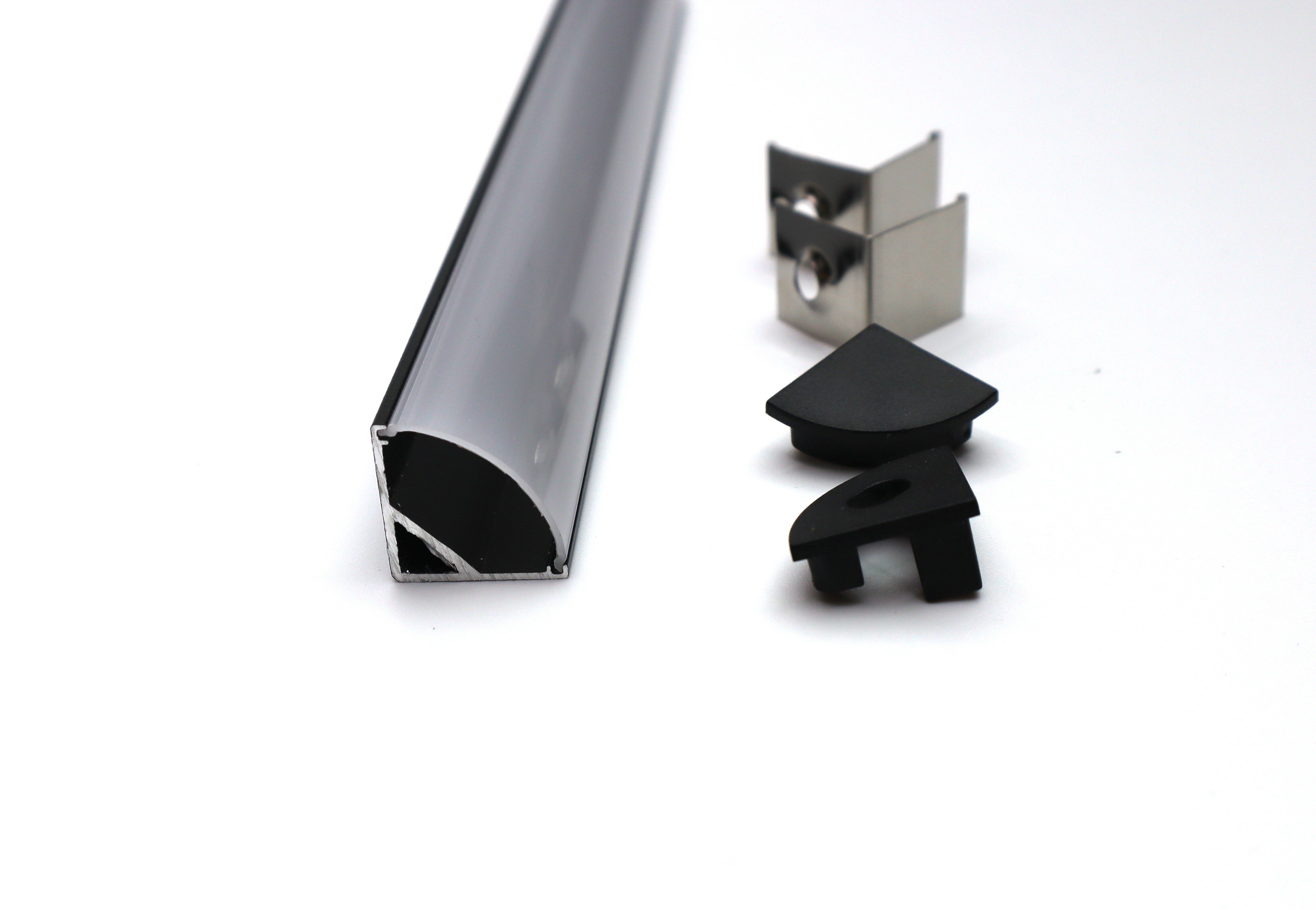 Угловой алюминиевый профиль для светодиодной ленты 16х16 черный (1000х16х16 мм) с рассеивателем, 2 заглушки и 2 крепежа - фотография № 6