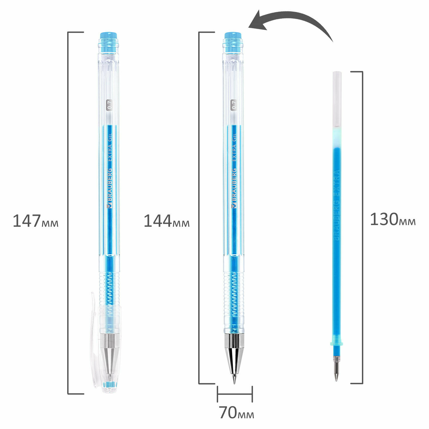 Ручки гелевые неон BRAUBERG "EXTRA", набор 6 цветов, узел 0,7 мм, линия 0,35 мм, 143911 - фотография № 9