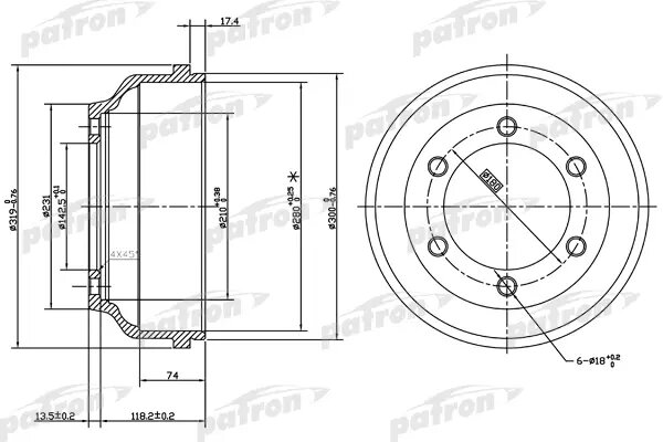 PATRON PDR1068 Барабан тормозной задн FORD