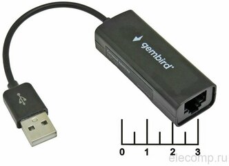 Переходник USB 2.0 штекер/8P8C (RJ-45) гнездо Gembird ethernet adapter (сетевая карта) NIC-U2