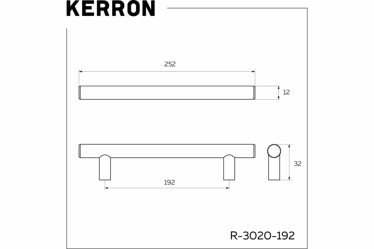 Ручка-рейлинг KERRON 12 мм, 192 мм, черный хром R-3020-192 BN - фотография № 5
