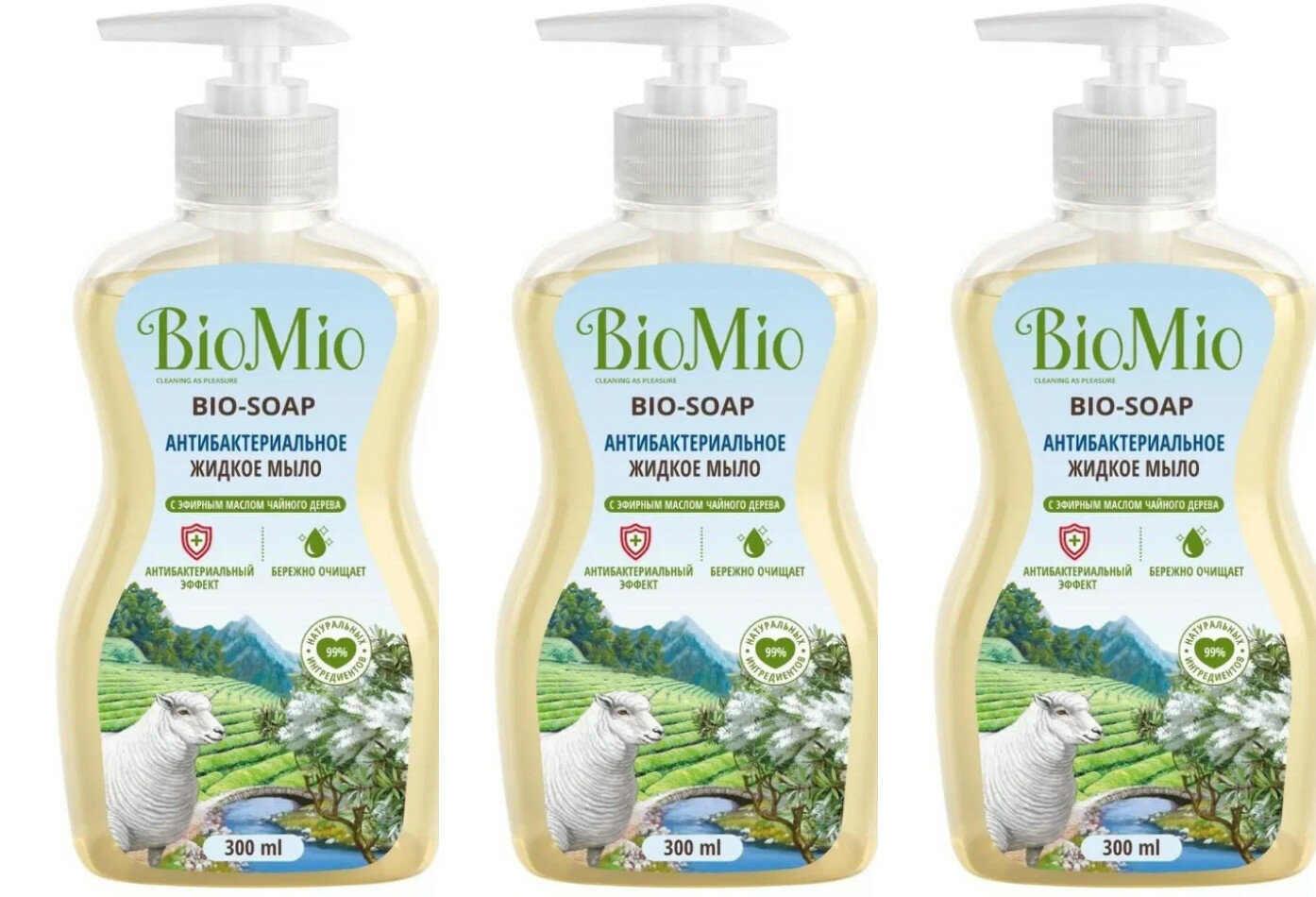 Мыло жидкое BioMio, Bio-Soap с маслом чайного дерева, 300 мл, 3 шт.