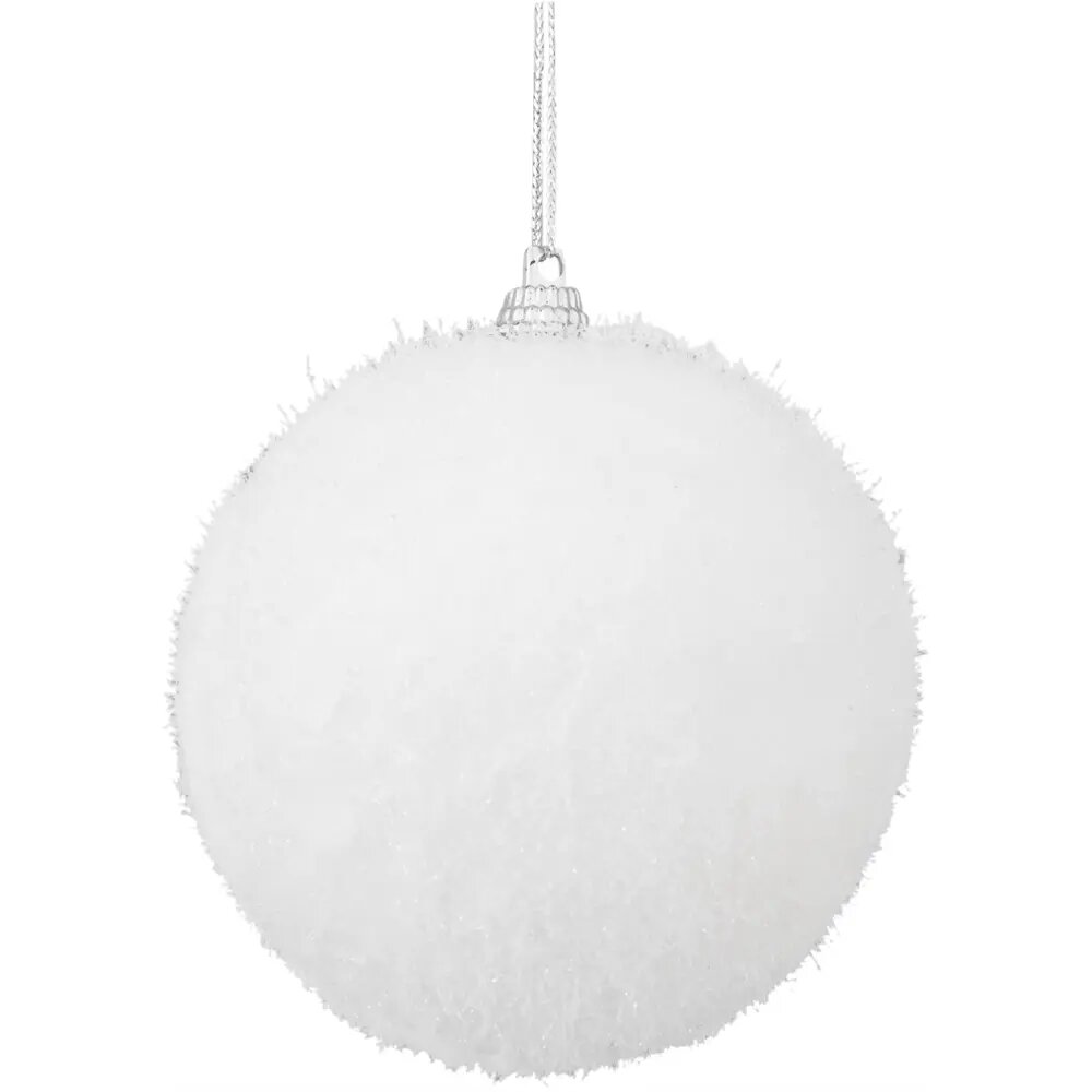 Набор ёлочных шаров флокированных 8 см цвет белый 4 шт.