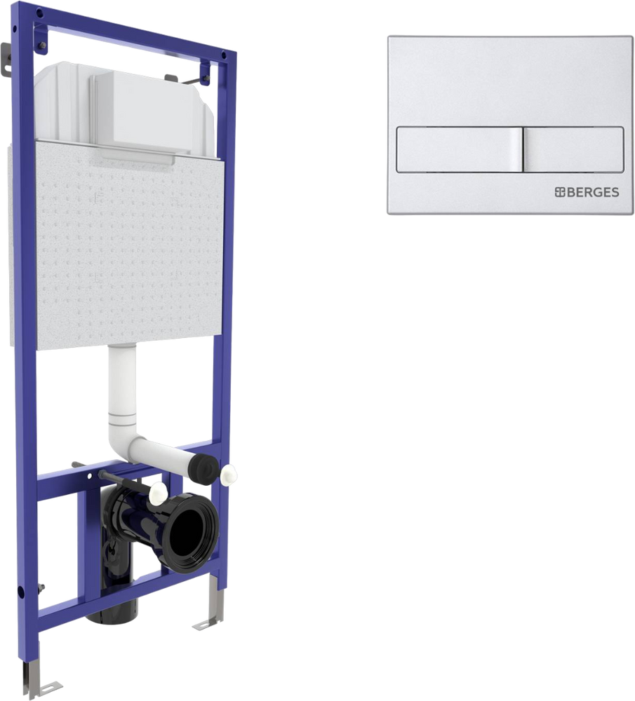 Инсталляция Berges Novum L2 для унитаза с кнопкой смыва, матовый хром