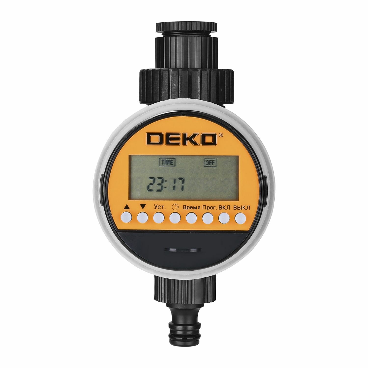 Таймер для полива электронный c ЖК-дисплеем DEKO DKIT03 с шаровым механизмом, меню на русском языке