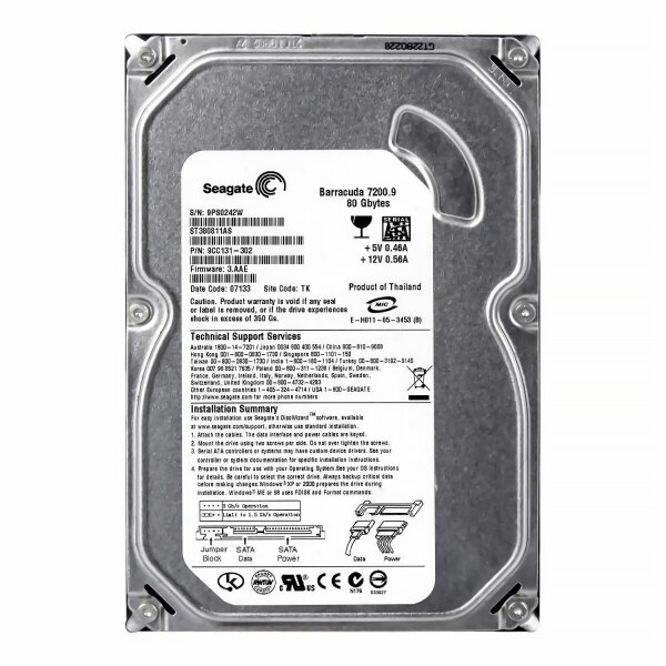 Жесткий диск Seagate Barracuda 80 ГБ ST380811AS