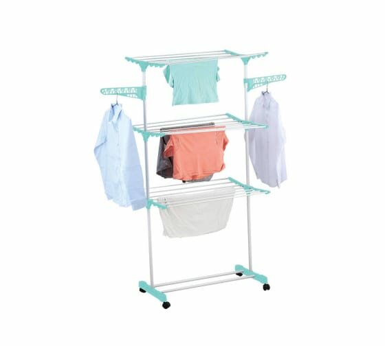 фото HOMSU Сушилка для белья на 3 полки с перекладинами для вешалок HOM-1279