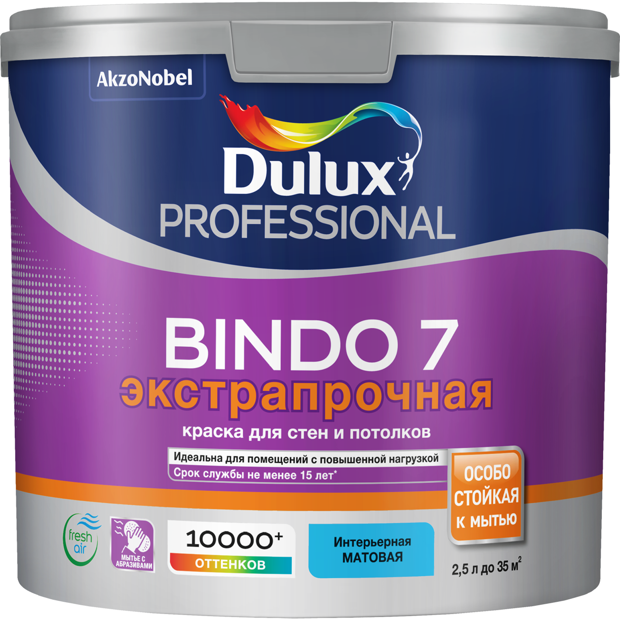 Износостойкая краска для стен и потолков Dulux BINDO 7 5309396