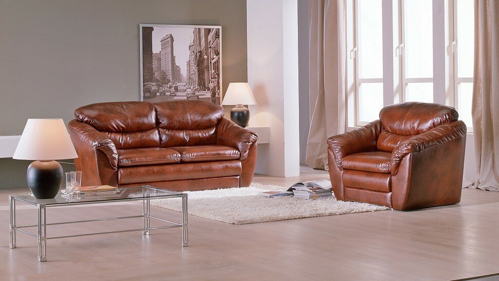 фото Диван "Премиум" Диона двухместный (Экокожа gazeta-brown)