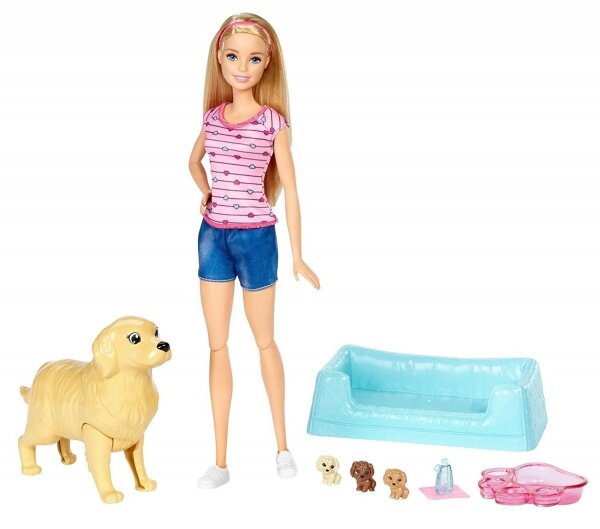 Игровой набор Барби Кукла и собака с новорожденными щенками (Barbie Newborn Pups Doll and Pets) FDD43, Mattel