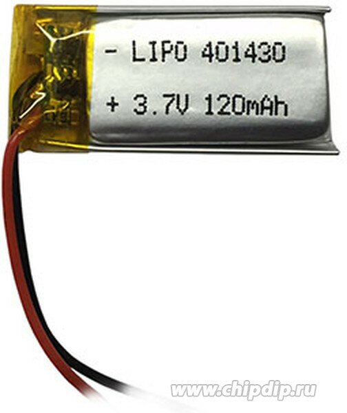 LP401430-PCM, Аккумулятор литий-полимерный (Li-Pol) 120мАч 3.7В, с защитой, PoliCell