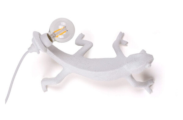 фото Настольная лампа Seletti Хамелеон спускается вниз USB 21,5x11 h10 см, смола, белая