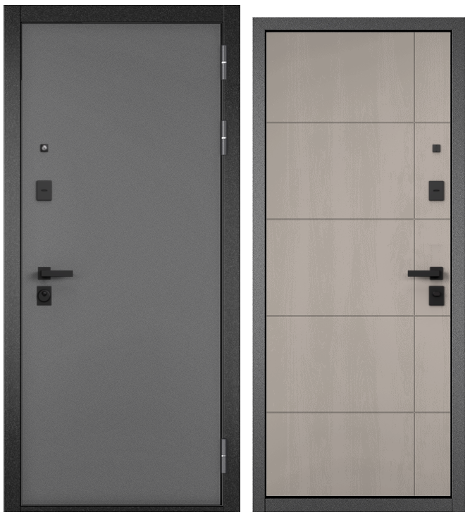 фото Дверь стальная Мастино CITY PRIME 193 Антрацит букле-Дуб шале белый 960 правая