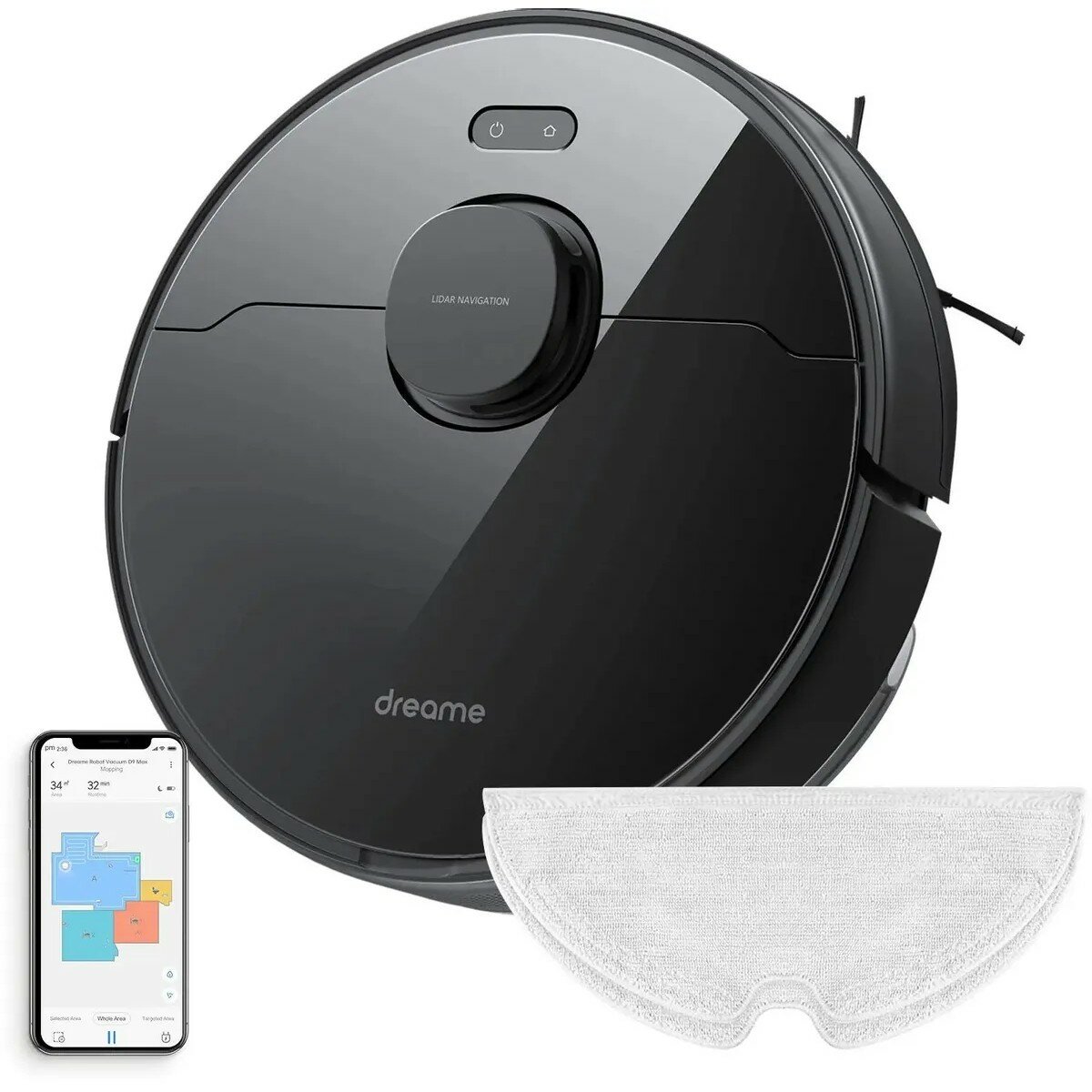 Робот-пылесос Dreame DreameBot Robot Vacuum and Mop D9 Max Black Black