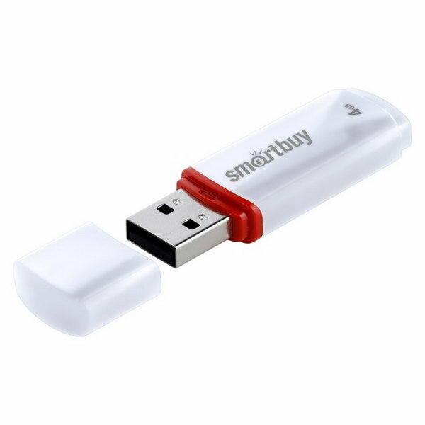 Флешка 4GBCRW-W, 4 Гб, USB2.0, чт до 25 Мб/с, зап до 15 Мб/с, белая