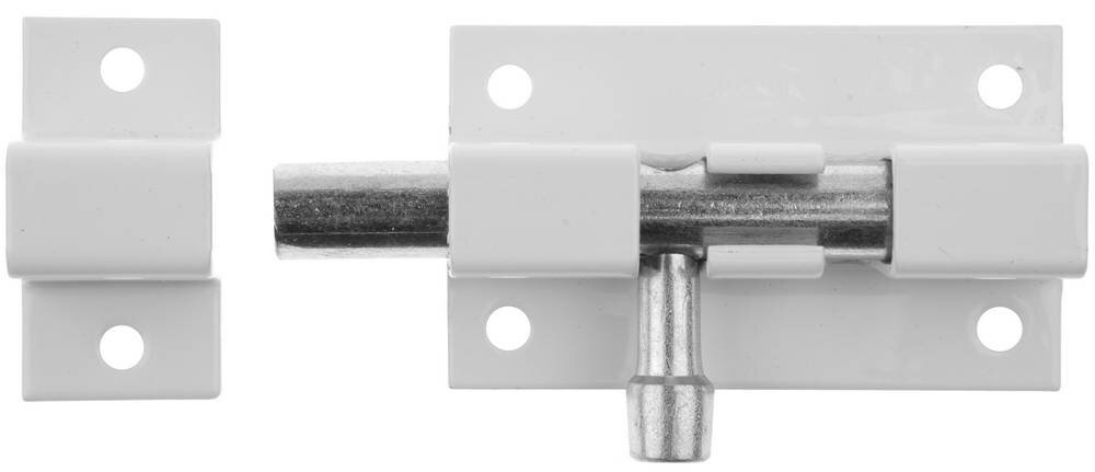 фото ШП-50 БЦ, для окон и мебели, 50 мм, цвет белый/цинк, накладная задвижка (37751-50) ЗУБР