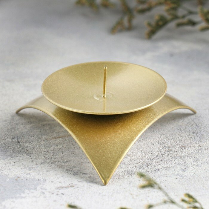 Подсвечник "Звездочка" металл на одну свечу, 9х3,5 см, золотой - фотография № 2