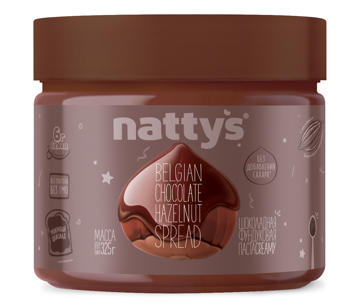 Паста Nattys ореховая молочный шоколад-фундук 325 г