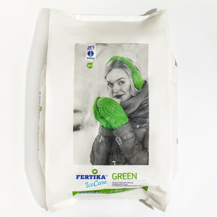 Противогололёдный реагент Fertika IceCare Green, -20С 20 кг - фотография № 1