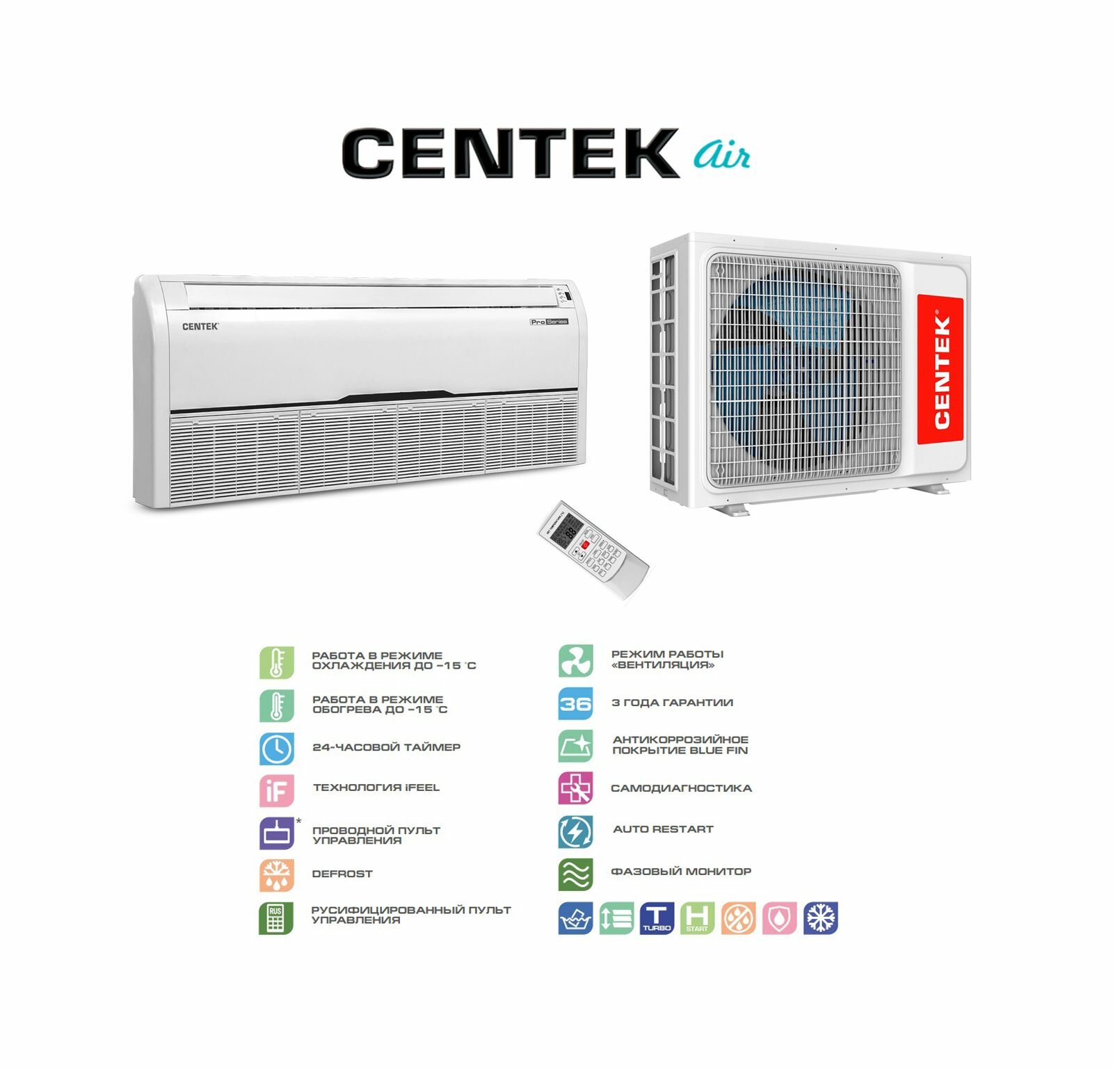 Сплит-система полупромышленная Centek CT-66A24 напольно-потолочного типа (комплект)