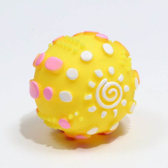 Игрушка для собак Пижон "Чудо-мяч", пищащая, 6,5 см, желтая - фотография № 2